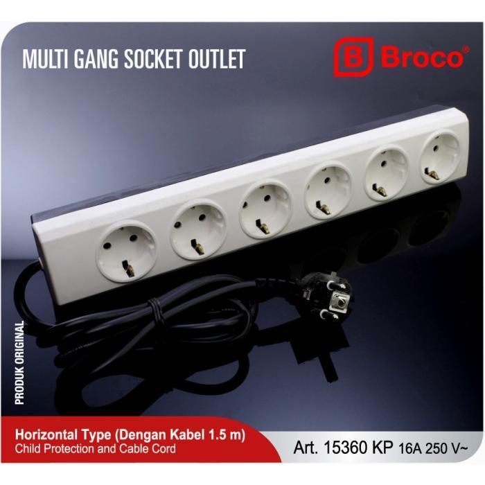 Broco Stop Kontak 6 Lubang Cp 15360 Kp + Kabel 1.5M #Gratisongkir