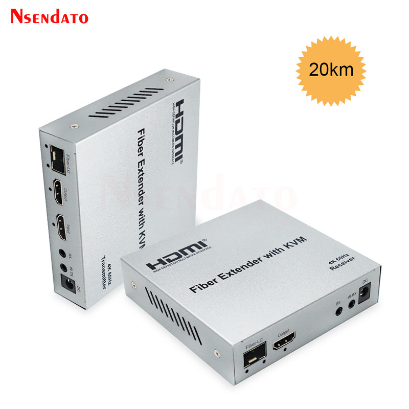 HDMI KVM USB Extender Over Fiber Optic 20Km 4K 60hz HDMI USB Transmitter and Receiver Extender For