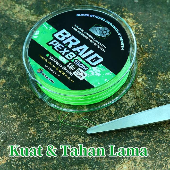 Bingolife Benang 150M Pe X8 Casting Senar Pancing Hijau Mudah Tali Pancing 0.12Mm~0.5Mmtenggelam