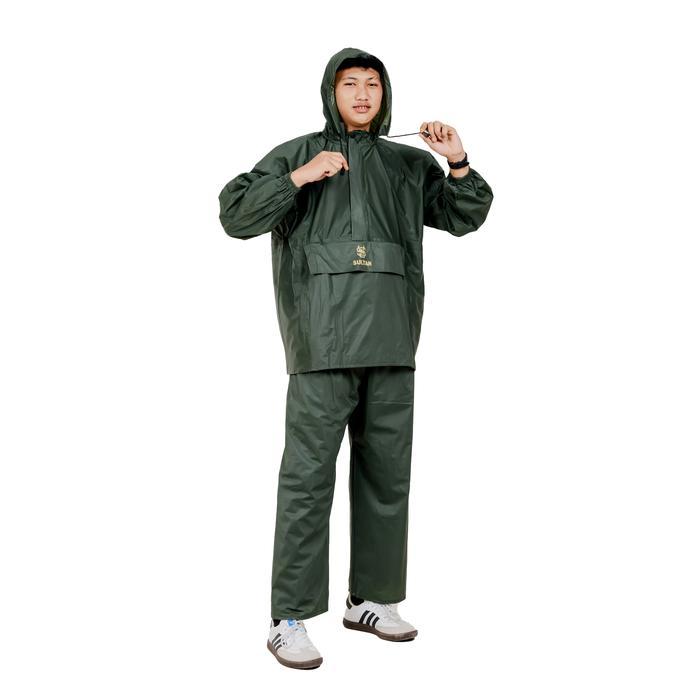 TERMURAH SULTAN Jas Hujan Kanguru Dewasa ARMY Jaket dan Celana Pria Wanita Bahan PVC Super Anti