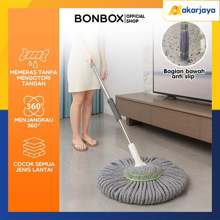 New BONBOX BCT3802 Alat Pel Putar Otomatis Magic Twist Mop Pel Lantai Peras Otomatis Rumah