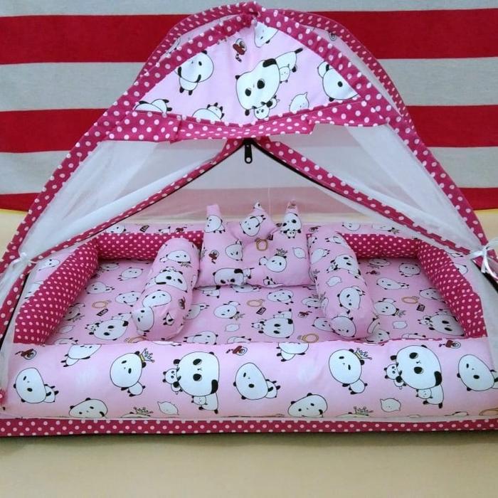 Kasur Bayi Kolam Kulambu Tenda Motif panda ping
