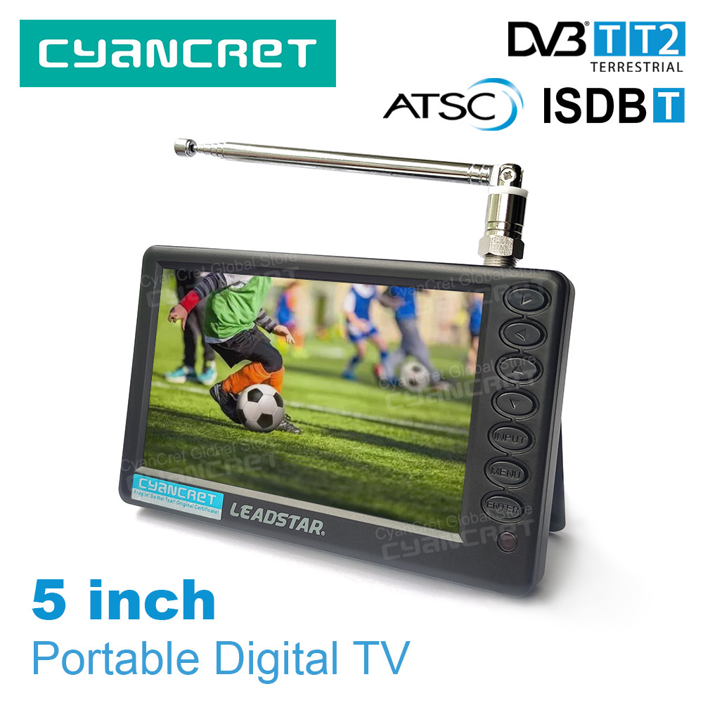 LEADSTAR D5 Portable TV Pocket TV 5 Inch DVB-T2 ATSC ISDB-T TDT DTT Digital dan Analog Mini Televisi