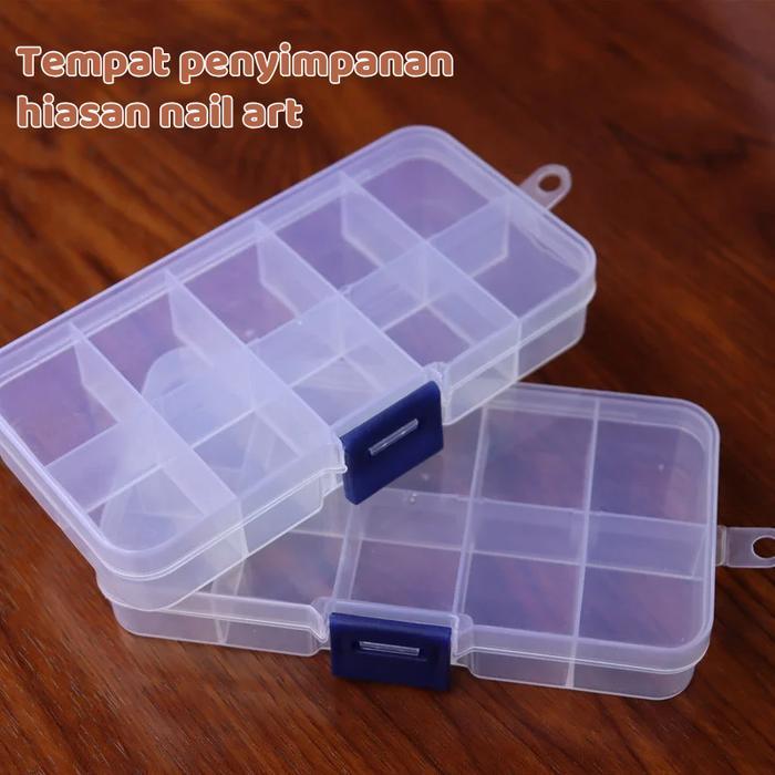 Kotak serbaguna Transparan sekat 10 bahan plastik/Box 28kolom hiasan NailArt