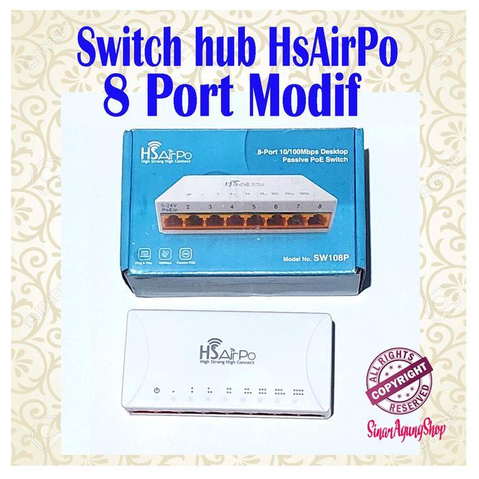 Termurah Switch Hub Hsairpo 8 Port Modif Poe In-Out
