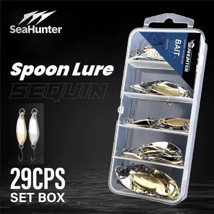 Terlaris SeaHunter Umpan Pancing Bait Metal Spoon 1 Set 29PCS Untuk Casting umpan spoon Sequins with