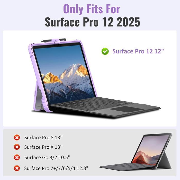 Rugged Shockproof Case With Pen Holder For Microsoft Surface Pro 12 - Case Untuk Surface Pro 12