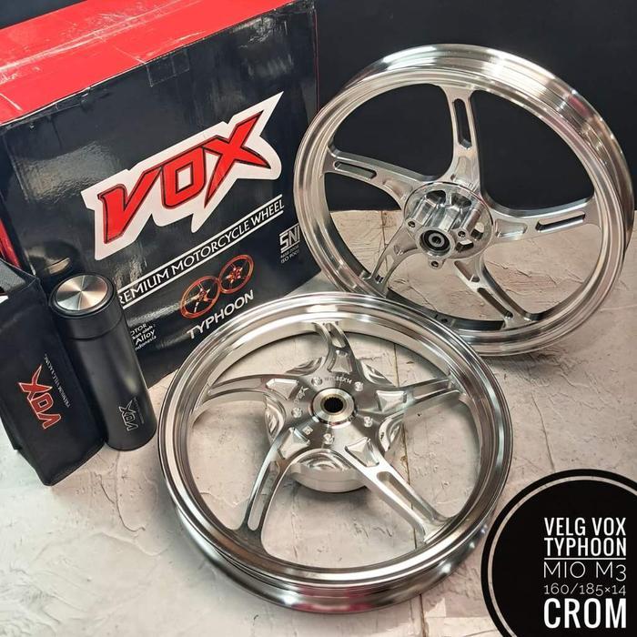 Velg VOX Typhoon (3Lubang) Mio M3 MioZ Fino 125 Soult GT125 Gear 125 Xride 125 Hitam orange crom