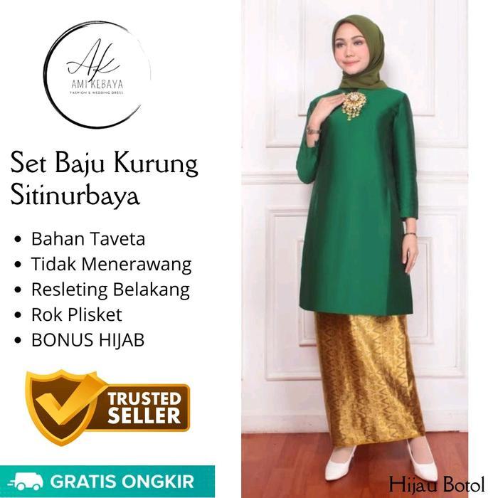New Setelan Sitinurbaya Free Hijab Rok Batik Plisket Kebaya Jumbo Ld 120 Cm Kebaya Modern Tunik Baju