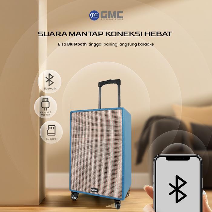 GMC Speaker 883E Bluetooth Karaoke Speaker 12" 200W USB SD AV In FM Radio Karaoke Jack Gratis 2