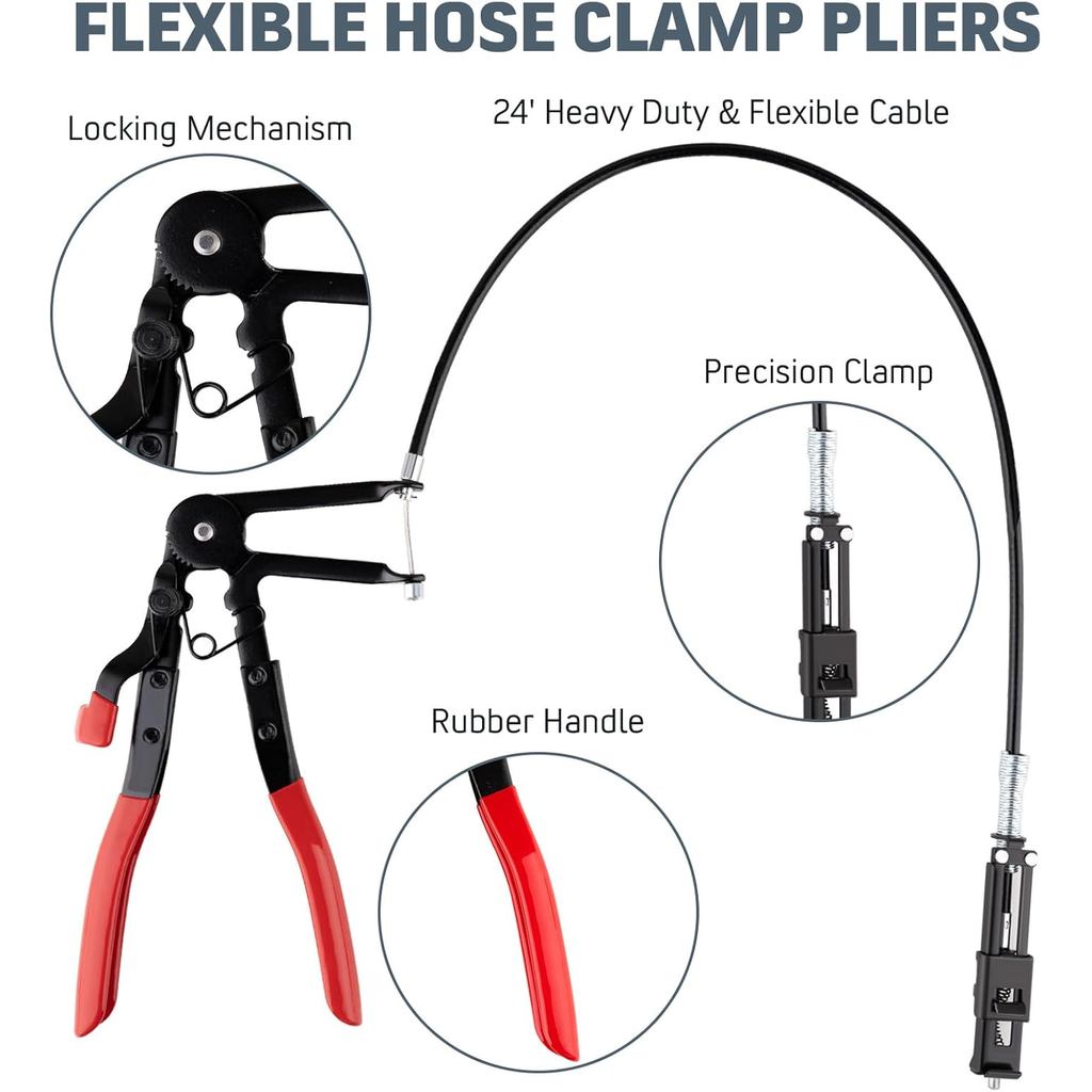 Hose Clamp Pliers, Wire Long Reach Hose Clamp Pliers Set Fuel Oil Water Hose Auto Tools Coolant