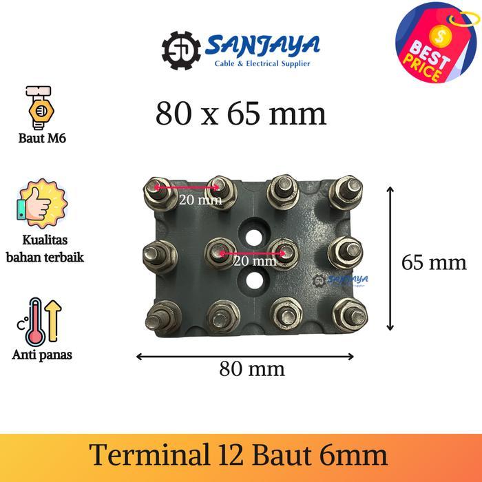 Terminal Koneksi Dinamo 12 Baut 6MM M6 ELEKTRO MOTOR 80x65mm