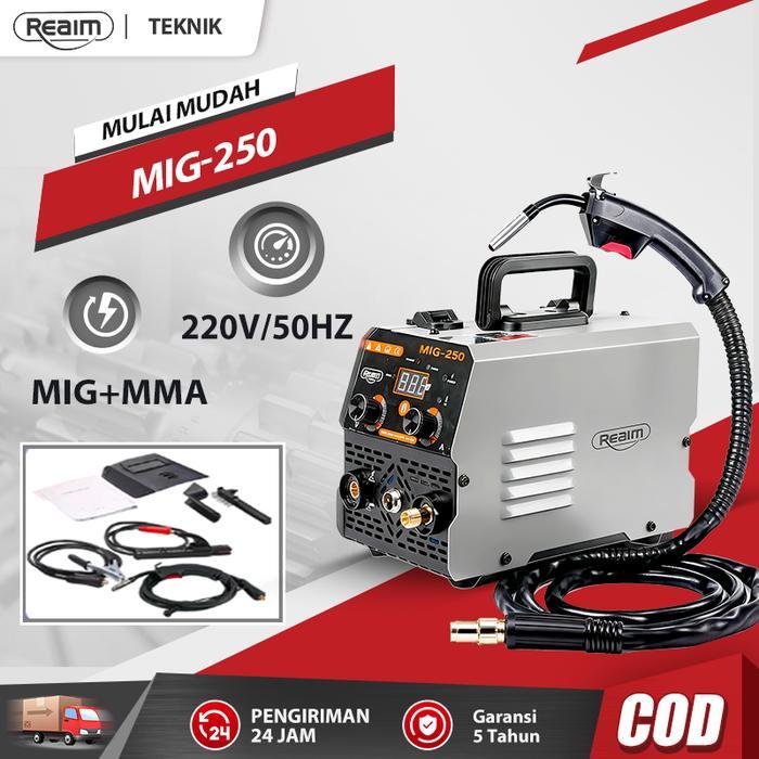 Reaim Mesin Las Inverter MIG-250 IGBT 450 Watt 3 in 1 MIG MMA TIG Single PCB Teknologi IGBT Hemat