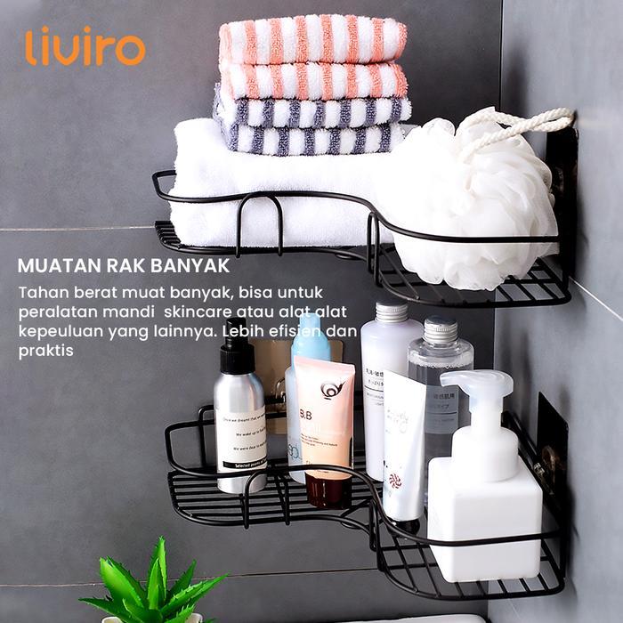 Liviro Rak Dinding Kamar Mandi Tanpa Bor Besi Dengan Lem Perekat Kuat