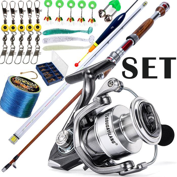 New Sougayilang Joran Pancing 120Cm/3.6Ft 12-25Lb Joran Pancing Udang 2 Bagian Serat Karbon + Set