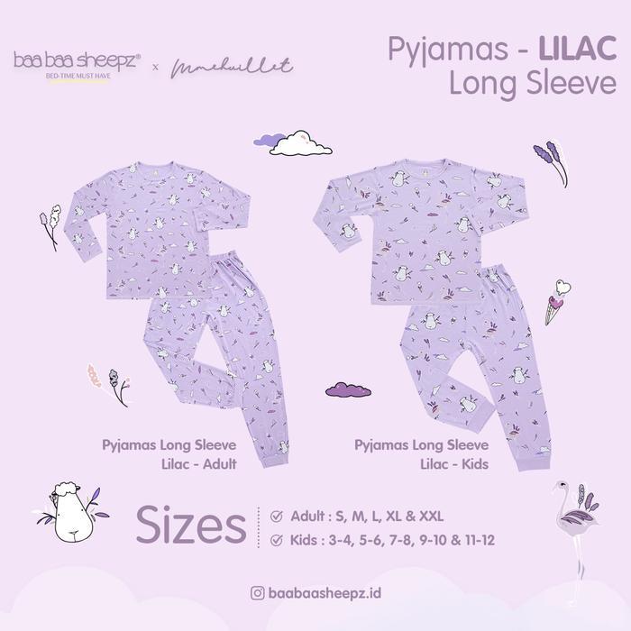 Baabaasheepz Pyajamas Set Long Sleeve Flamingo Adult / Set Pakaian Dewasa Mmehuillet - Lilac, L