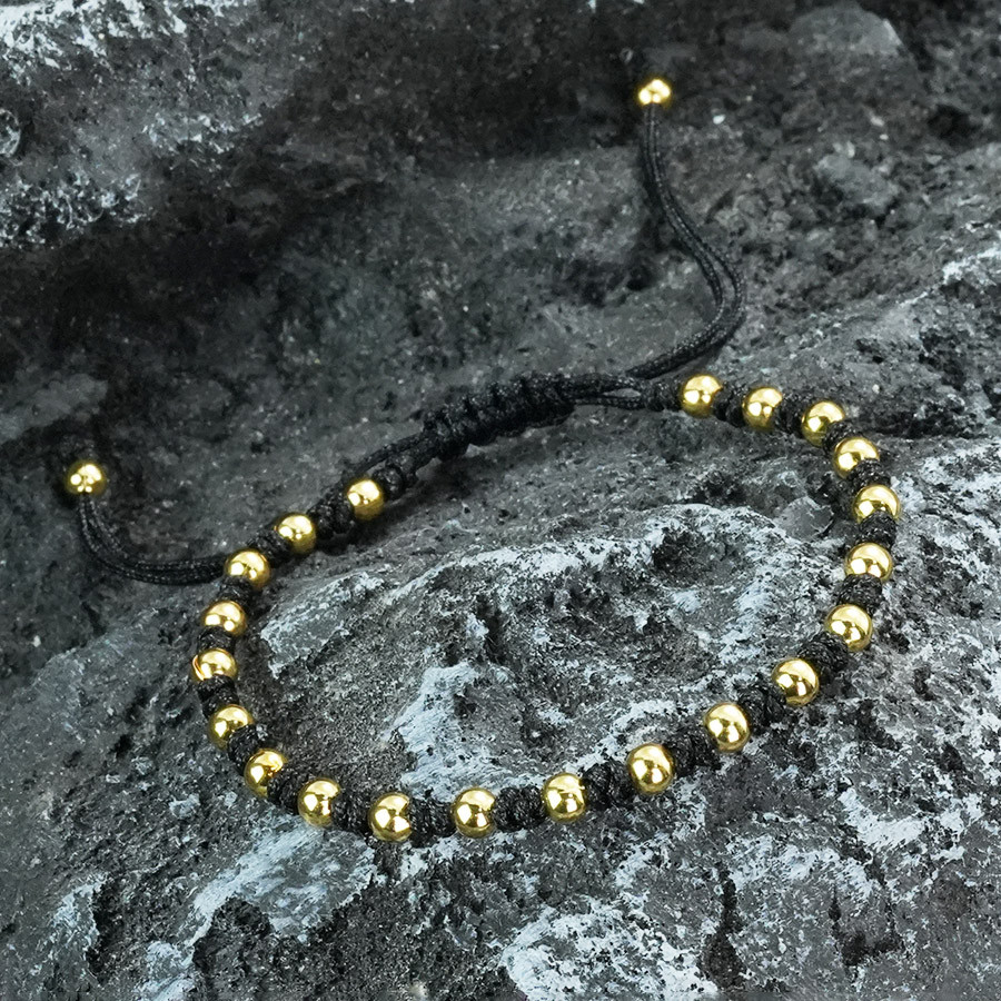Gelang Tangan Pria Wanita Anyaman Tali Merah Hitam Manik Emas Aksesori Fashion Hadiah Valentine