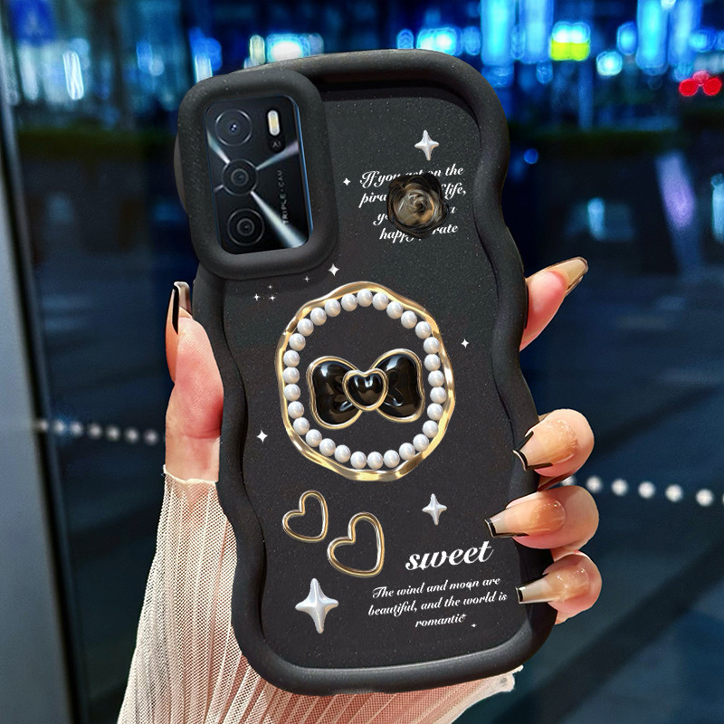 Casing HP Untuk OPPO A16 A16s A54s Case Kalung Mutiara Luxury Girl Style Kasing silikon Cesing Tepi 