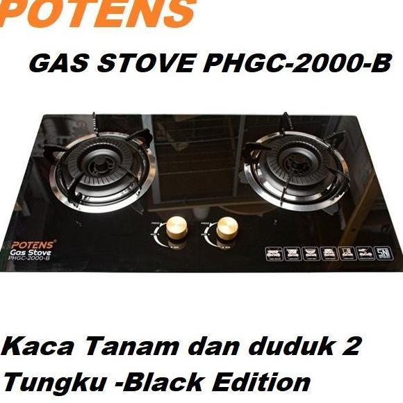 Kompor Gas Kaca Tanam 2 Tungku Eco Cook EC2-21-Black Edition - Potens 2 tungku