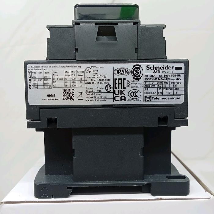 Kontaktor Contactor Lc1D09Q7 380Vac / Lc1D09M7 220Vac / Lc1D09F7 110Vac Contactor Schneider Lc1D09