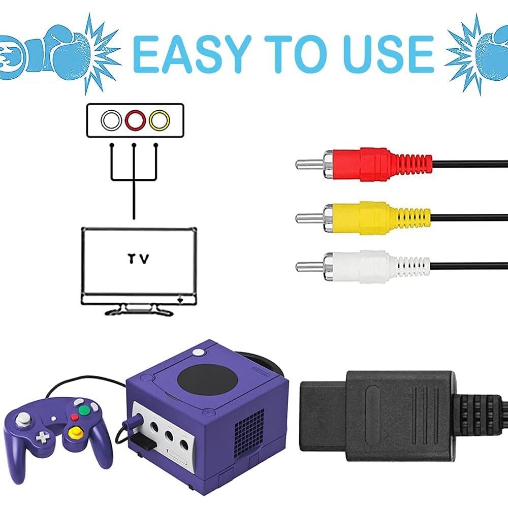 Gamecube Power Supply,Gamecube Power Cord, Gamecube AV Cable & AC Power Adapter Set,Compatible with