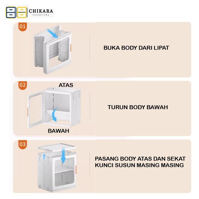 "New" CHIKARA Lemari Lipat Susun Plastik Serbaguna LEORA Lemari Pakaian Plastik Lemari Portable