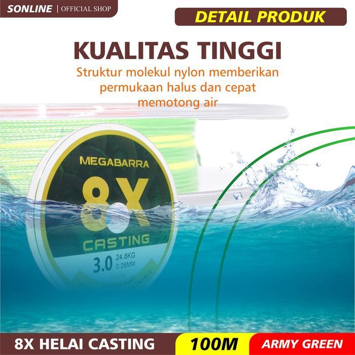 Tali Pancing Pe Megabarra 8X 100M 8 Helai Warna Colorfull Alat Ikan Joran