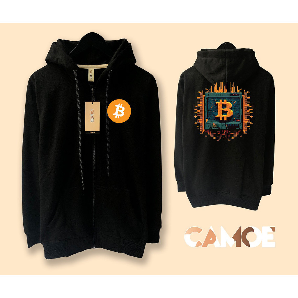 Jaket Hoodie Zipper Bitcoin Microchip
