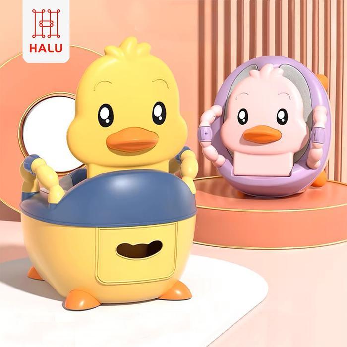 Halu Tempat Belajar Buang Air Baby Potty Training Anak Portable Potty Training WC jongkok duduk Kids