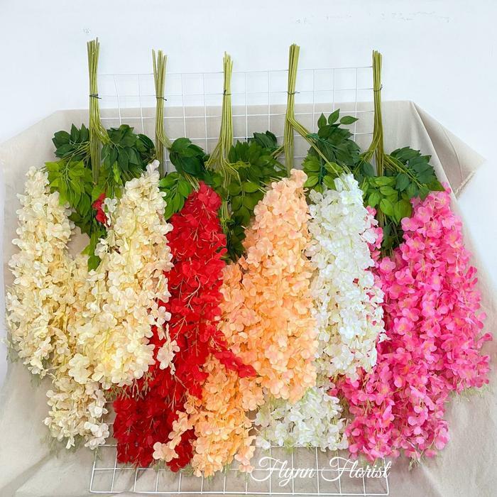bunga juntai wisteria Jumbo (lusinan) wedding dekorasi