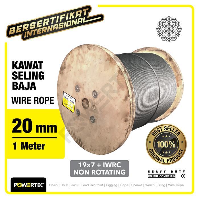 Terlaris - Wire Rope / Kawat Seling Baja 19x7 IWRC 20mm NR POWERTEC - 1 Meter