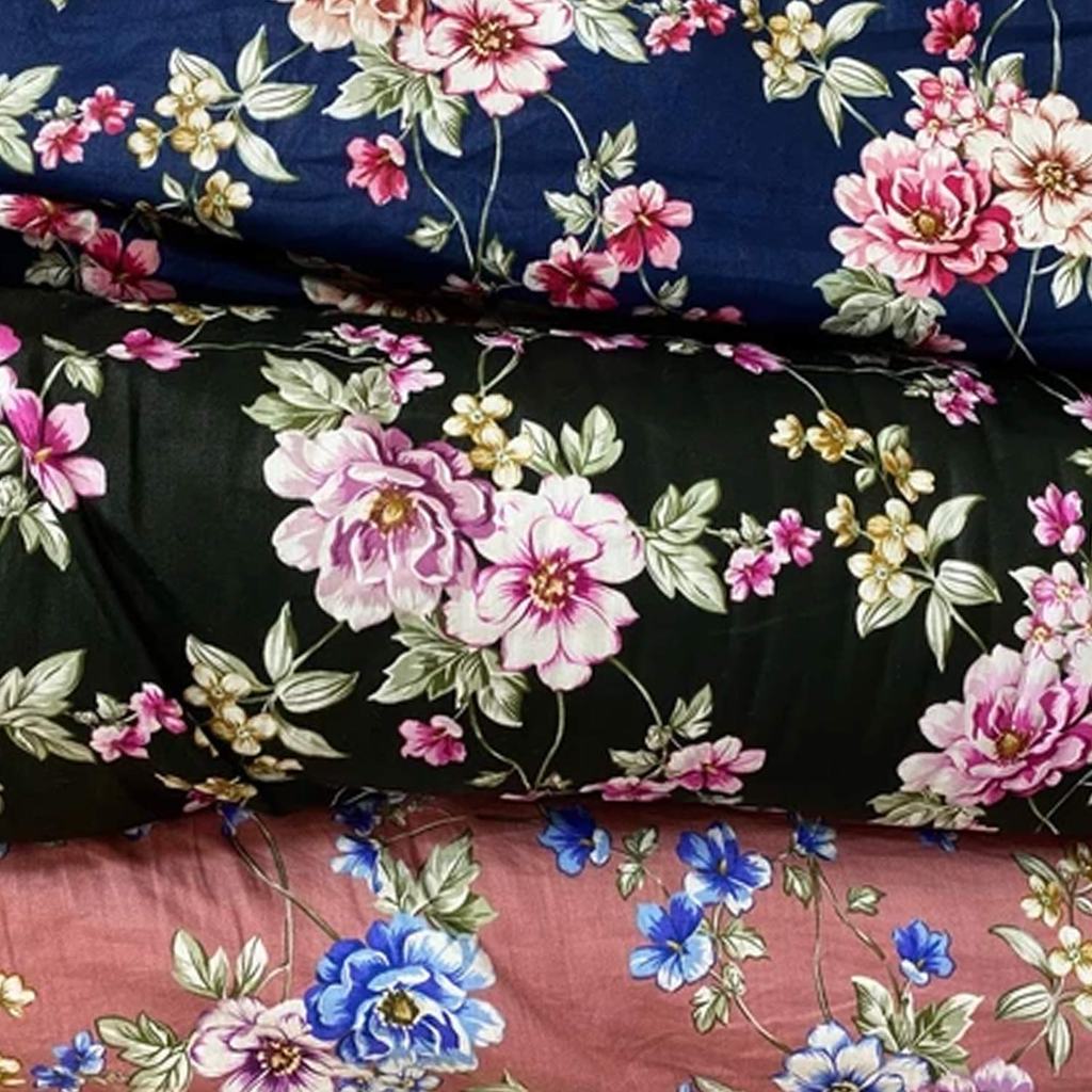 Kain Katun Jepang Big Rose Original Premium Warna Salem – Motif Bunga Mawar Besar Klasik Meteran 1 M