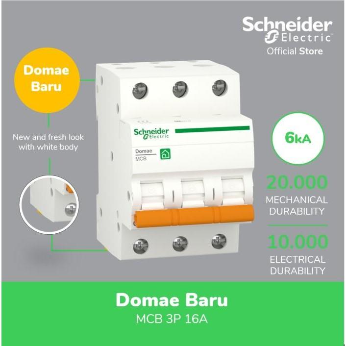 MCB SCHNEIDER TYPE DOMAE 3 PHASE 16 AMPERE