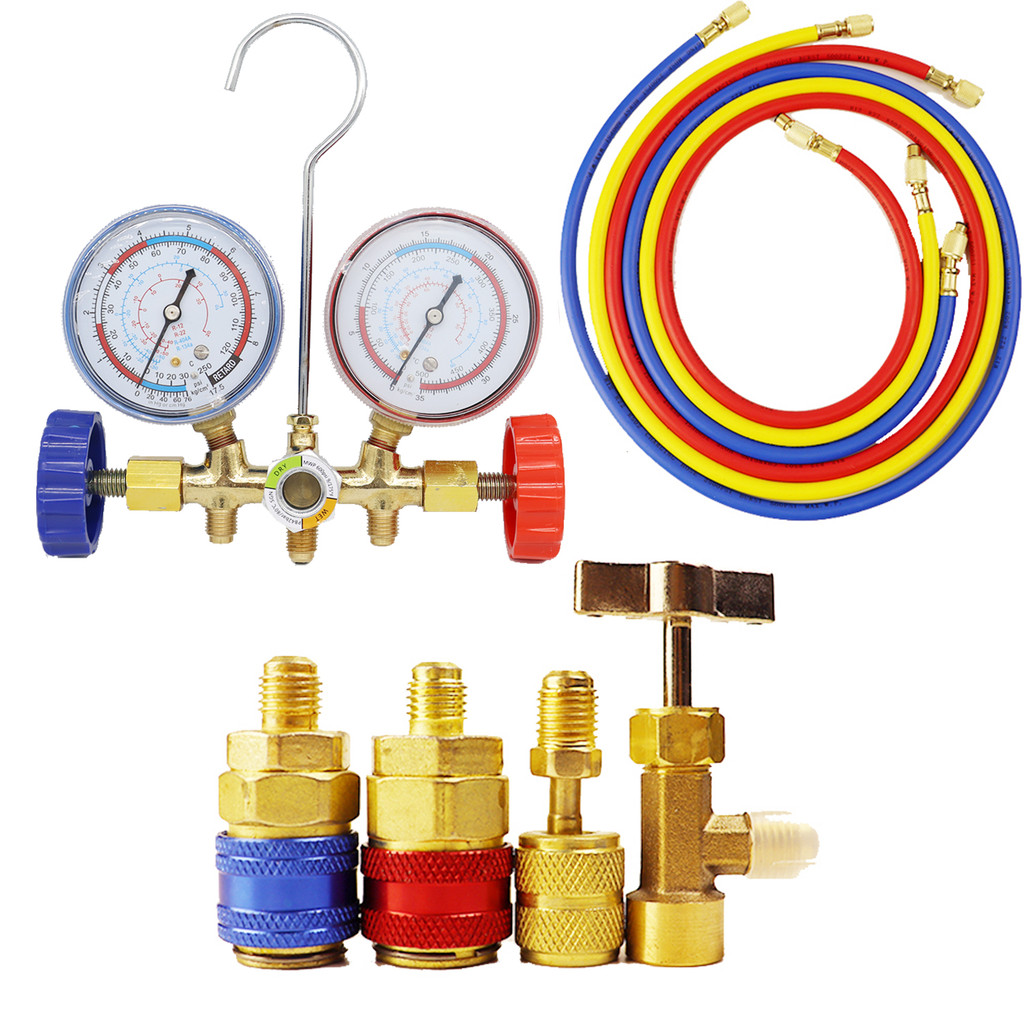 R134a 3 Way AC Diagnostic Manifold Gauge Set for Freon Charging, Fits Refrigeration Manifold Gauge A