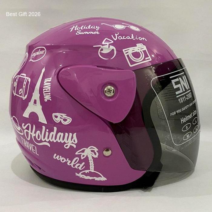 helm evo traveling pink putih helem helmet - helm sni best seller