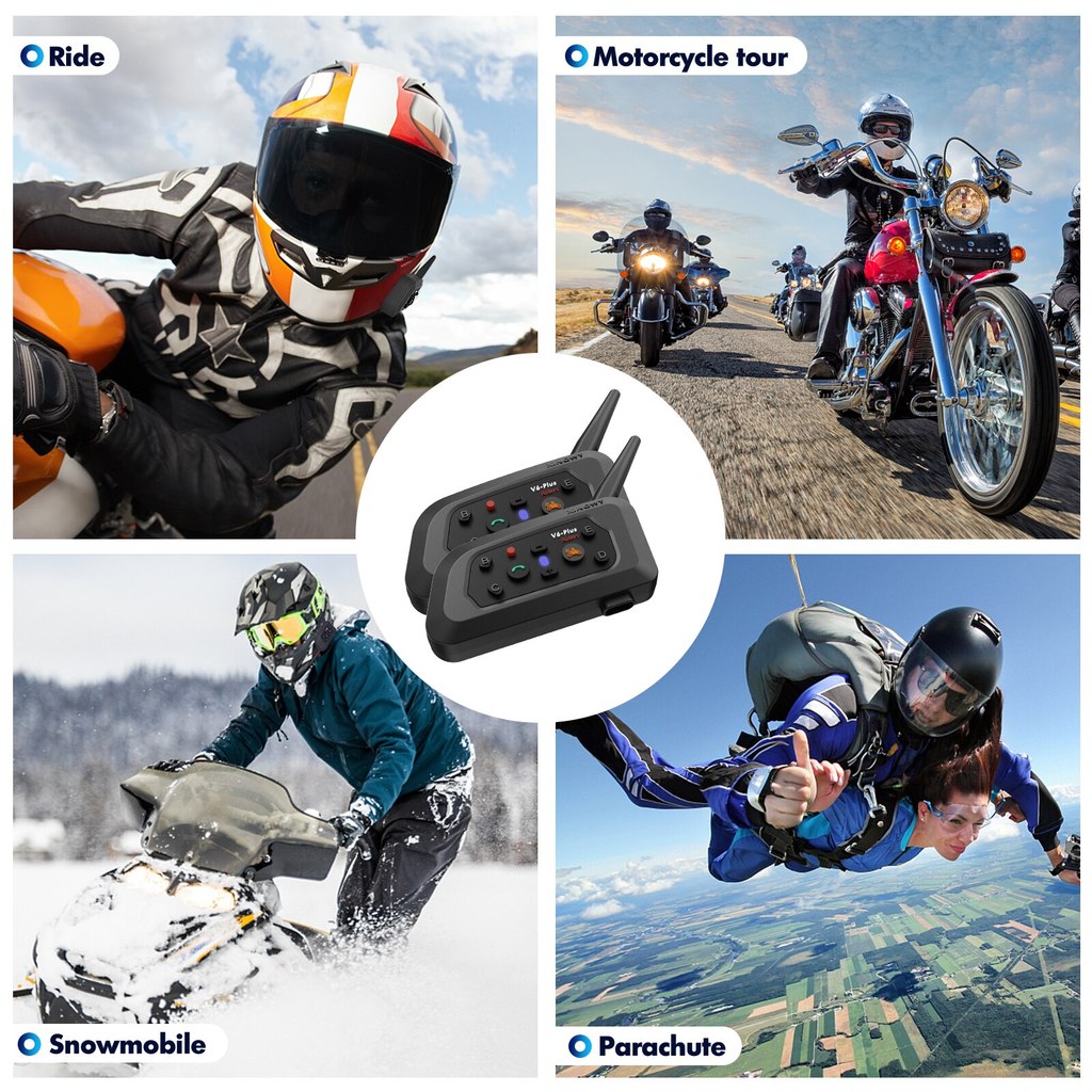 XINOWY V6 Plus Motorcycle Helmet Bluetooth Headset Intercom 1200M Interphone Communicator Waterproof