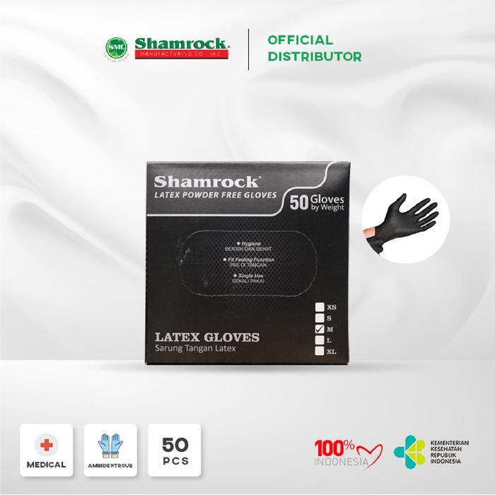 "New" Shamrock Sarung Tangan Medis Latex Non-Powder Isi 50 pcs Sarung Tangan Karet Tebal Steril