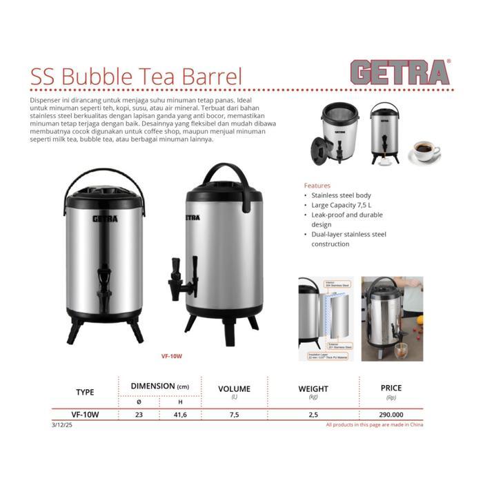 GETRA BUBBLE TEA BARREL DUAL-LAYER STAINLESS STEEL VF-10W / VF10W / VF 10W