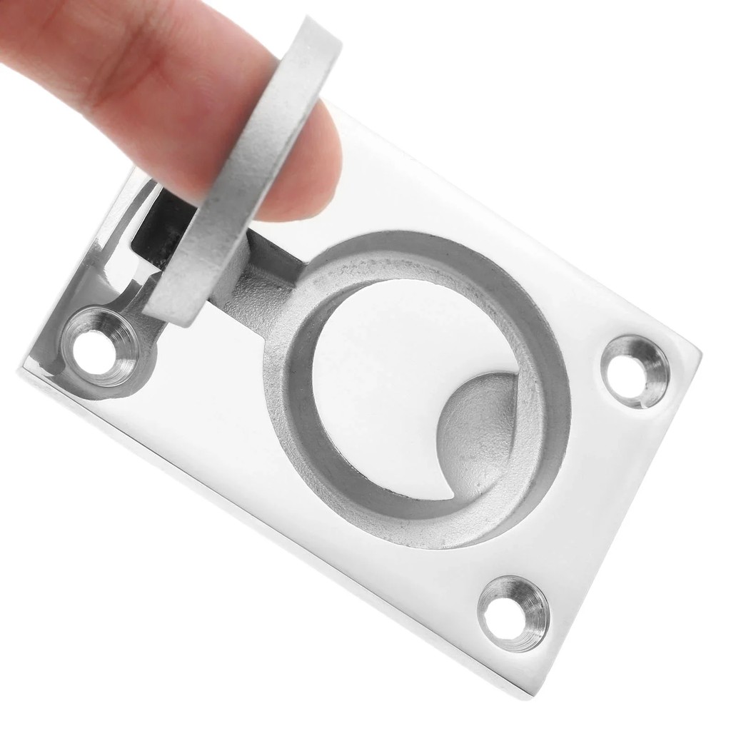 4Pcs Square Recessed Flush Mount Lifting Ring Pull Handles Stainless Steel Flush Pull Latch Handle