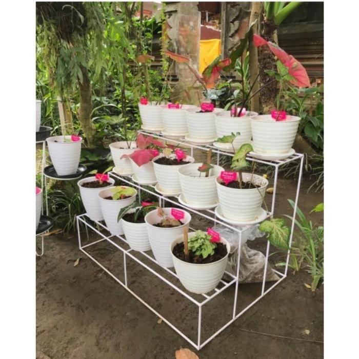Rak Besi 3 Tingkat 1 Meter / Standing Pot Susun / Rak Bunga Besi Susun / Rak Bunga / Rak Serbaguna /