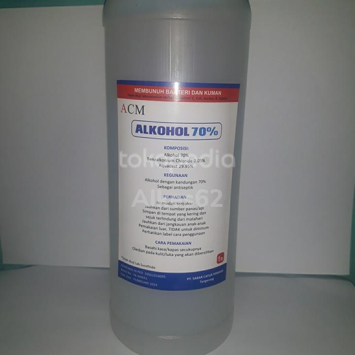 Ready Alkohol 70% 1liter Acm cairan pembunuh kuman dan bakteri