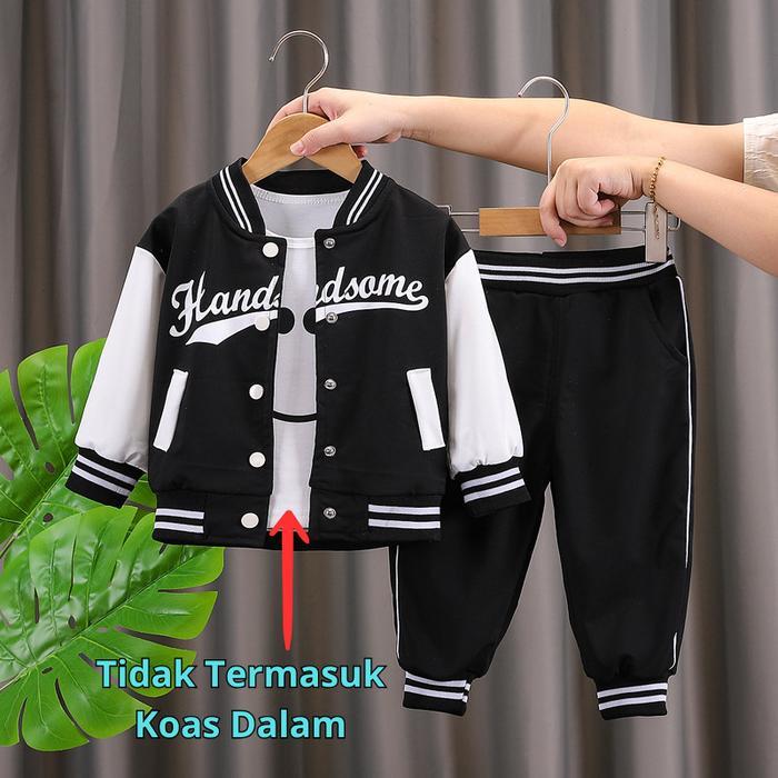 Terbaru Setelan Olahraga Anak Laki Laki 6 Bulan - 5 Tahun Setelan Jaket Anak Laki Laki Import Hitam