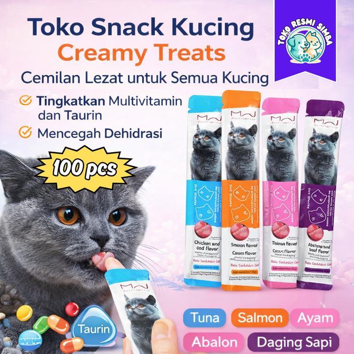 100pcs Bixia Cat Snack Tersedia 4 rasa Salmon/Tuna/Chicken/Beef Makanan Basah Kucing Creamy Treats