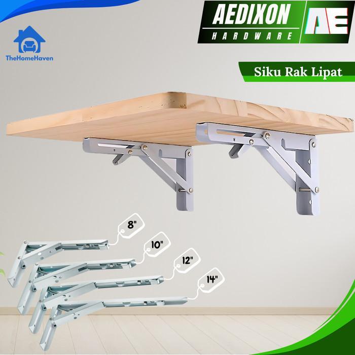 New Siku Rak Lipat 14" Siku Rak Dinding Meja Lipat Bracket Meja Dinding Lipat Foldable Bracket Putih