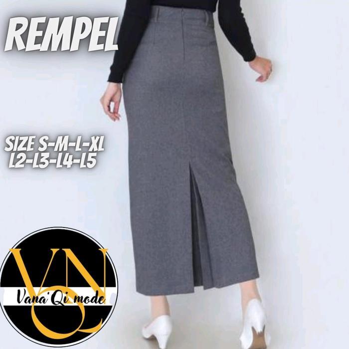 Vana'Qi Mode ROK SPAN BIRON Hitam Navy Abu Panjang 95cm Bahan Premium Gabardin Formal Kantor Size