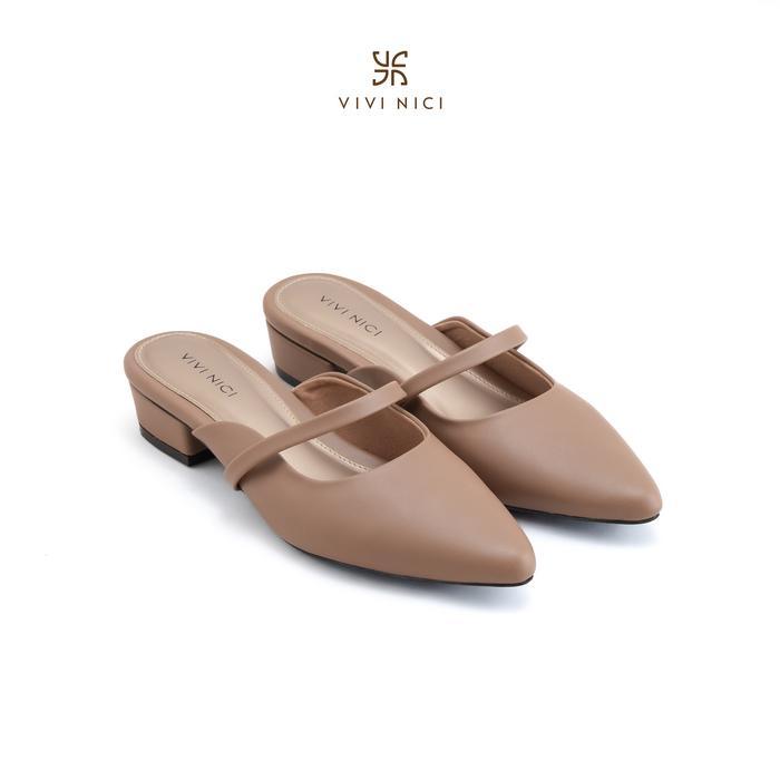 Vivi Nici - Lillie Sendal Selop Mules Wanita Hak 3 Cm Shoes Sandal Wanita Heels Wanita Tbk