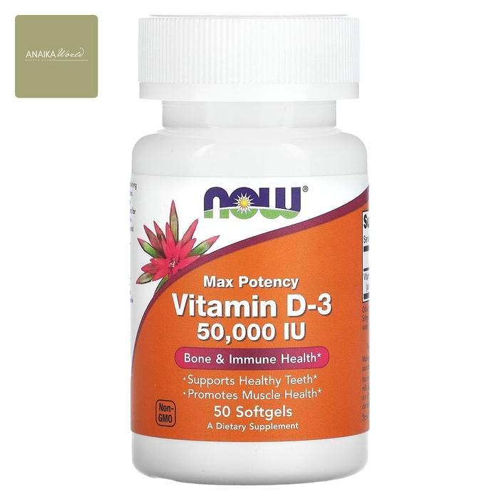 Now Foods Vitamin D3, Max Potency, 50000 IU
