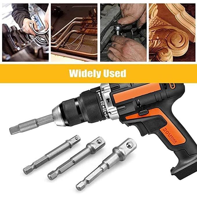 Set Adapter Mata Bor Kunci Shock Impact 1/4 3/8 1/2 Inch Drill Bit Adaptor Hex Shank Chrome Vanadium