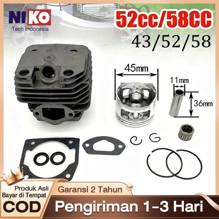 Cylinder Block Assy Komplit Blok Chainsaw 58cc+paking kop diameter 45.2mm Chainsaw komplit