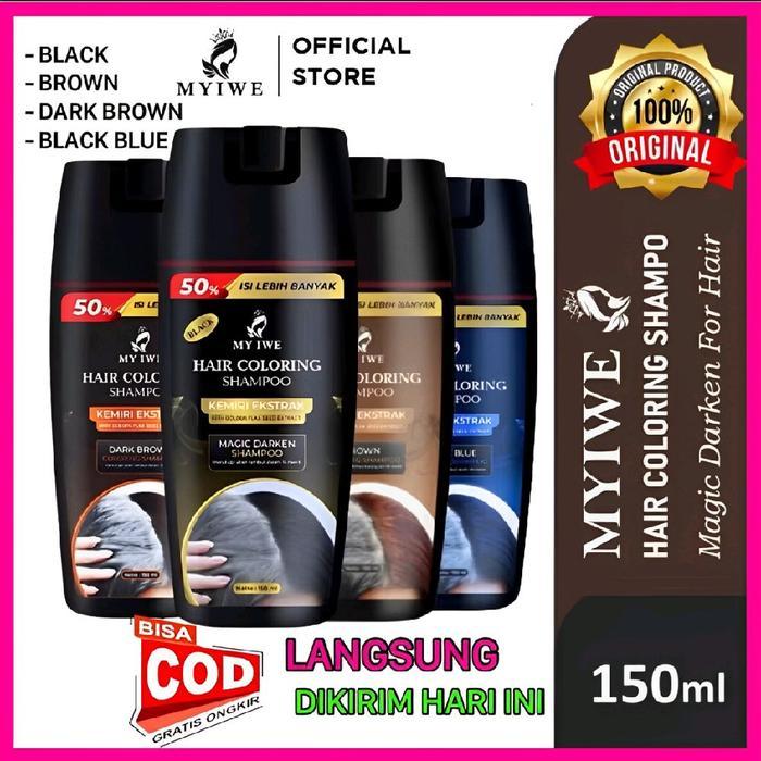 Myiwe Hair Coloring Shampo Shampoo Black Penghilang Uban Sampo Hitam My iwe Penghitam sampo